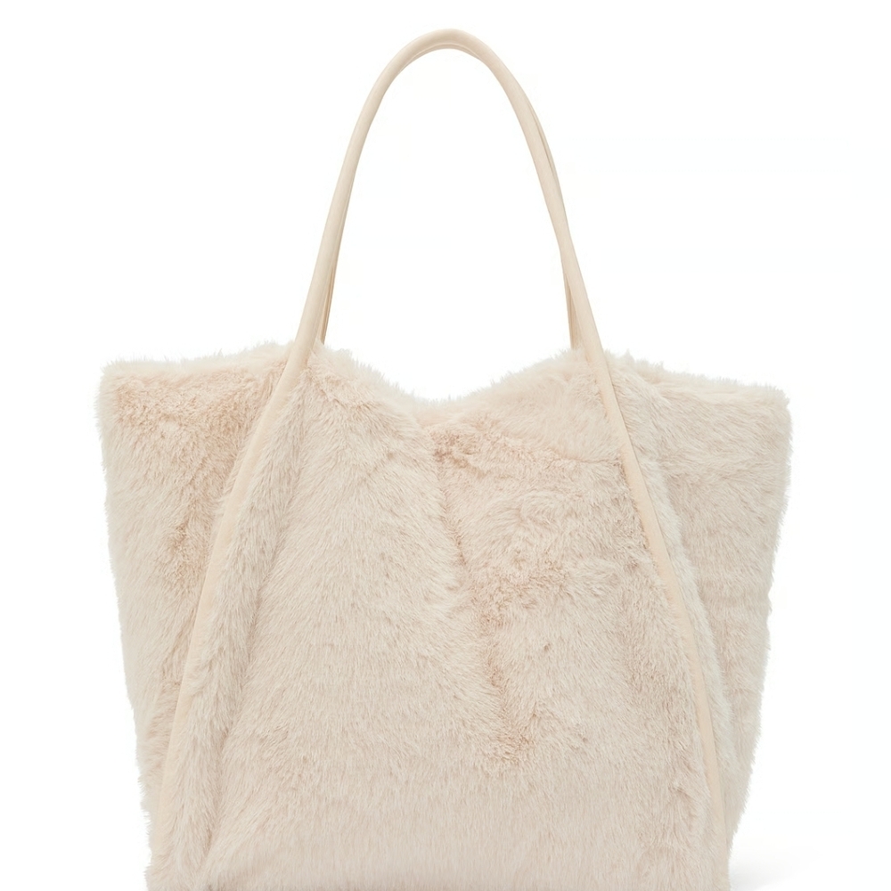 White Faux Fur VS Tote - Picture 3 of 8